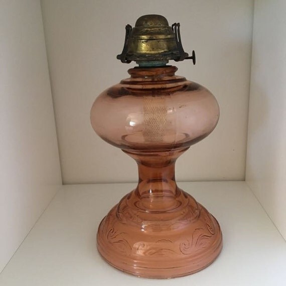 Pink Depression Glass Oil Lamp
