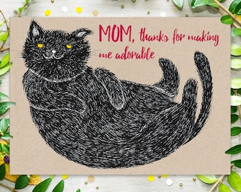Printable Cat Mother's Day Card, Funny Cat greeting card, Instant Download Postcard, Funny Mother's Day Card