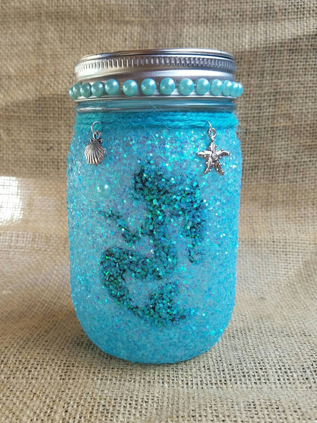 Mermaid jar mermaid light mermaid decor by DesignsbySandrag