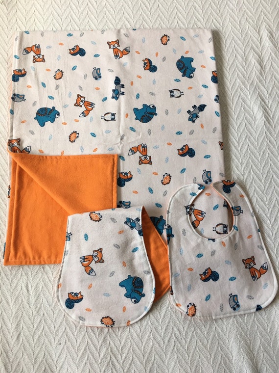 Double sided flannel receiving baby blanket foxes by 4rubythreads