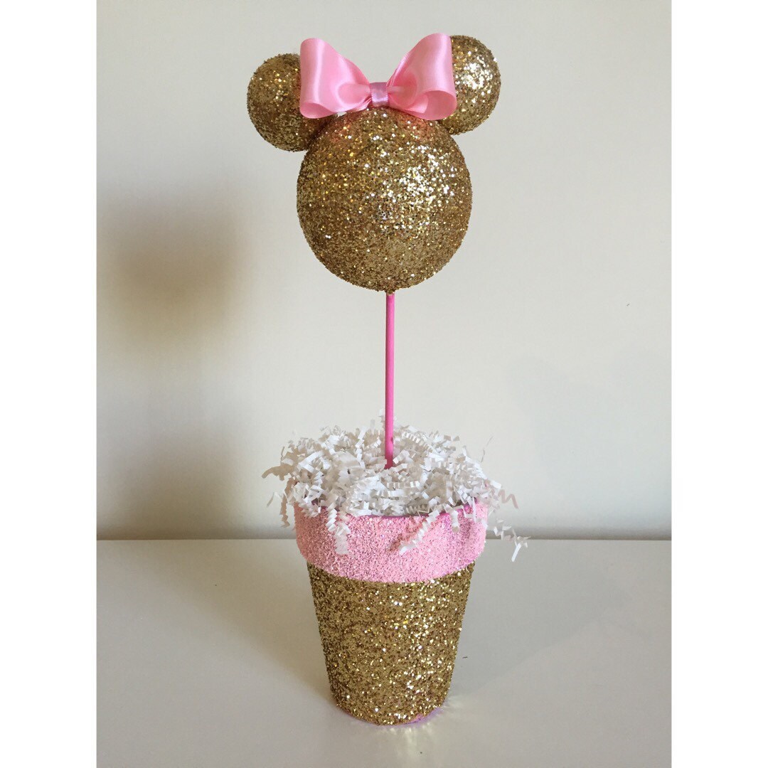 Pink and Gold Minnie Mouse Centerpiece.