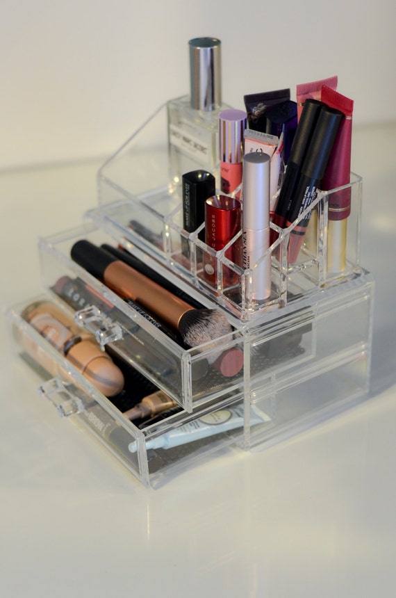 Acrylic Makeup Organizer storage cube holder by CosmeticCandyCo