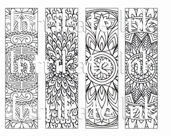 4 Flower Colouring Bookmarks Instant Download Printable