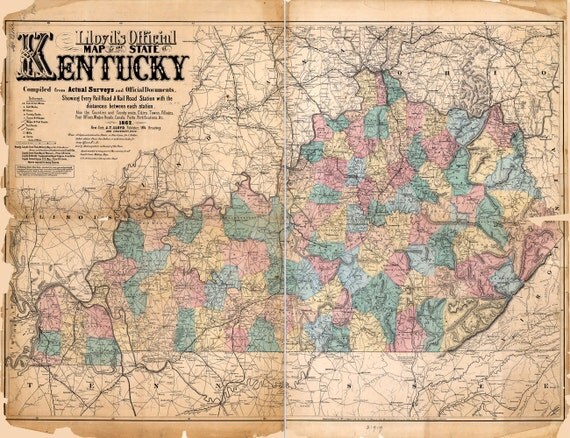 1862 Map of the State of Kentucky