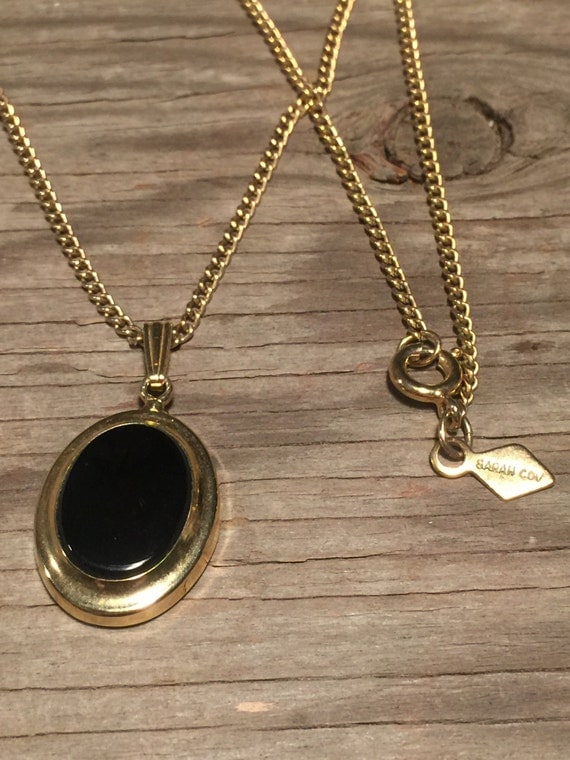 Sarah Cov Necklace Sarah Coventry Pendant Gold and Black