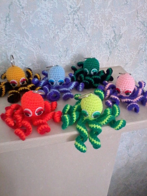 octopus flip plush keychain