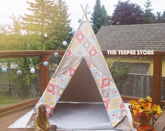 SALE! Natural Rhombuses Pastel Combo Kid's Teepee | Tent | Tipi | Playhouse | Wigwam | Ready to Ship | Photo Prop | Decoration for Room