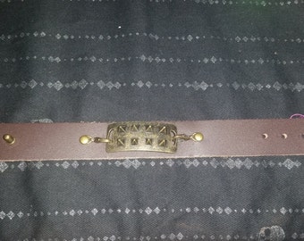 Gold Studded Leather Bracelet