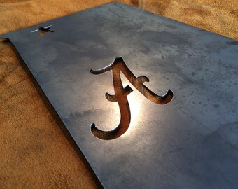 Alabama with Bama Script A | Custom Metal Sign | Metal Wall Art | Personalized Christmas Gift | Home Decor | #1100