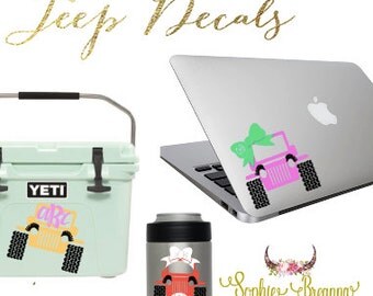 Jeep Monogram Decals | Jeep YETI Decal | Jeep Girl | Personalized Jeep Accessories