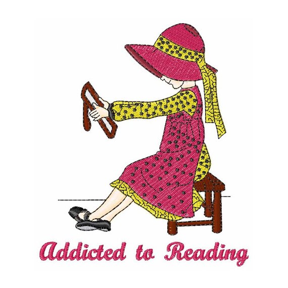 Woman Reading A Book Embroidery