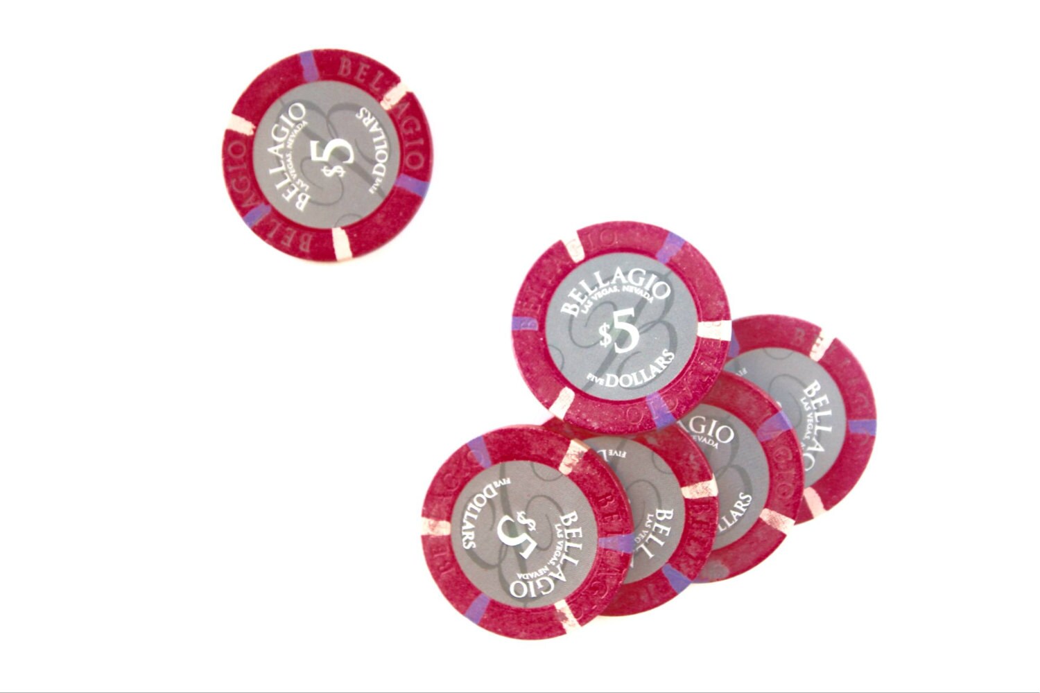 Bellagio 5 Dollar Casino Chip Red Poker Chip by AmericanAntique