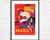 NASA Mars Poster, Mars Art, Planet Mars, Explore Mars, Curiosity Robot, Mars Colony, The Red Planet, Solar System Prints, Mars Colony Prints