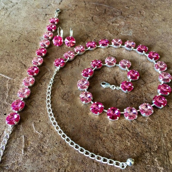 SWEET PEA Swarovski crystal 12mm jewelry set in sterling