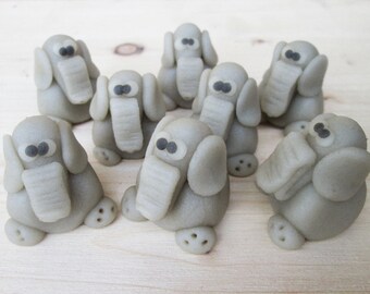 Marzipan Elephants (8) - fondant elephant - 3D elephant cupcake decorations - elephant cake - edible elephant cake topper - fondant animals
