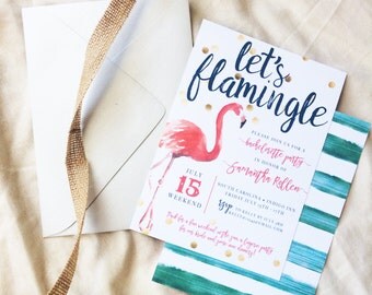 Let's Flamingle Bachelorette Invitation, Printable