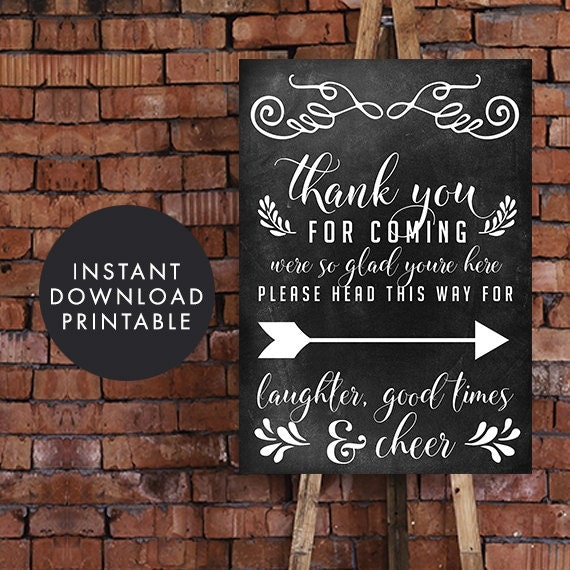 Printable Chalkboard Wedding Sign Thank you for coming