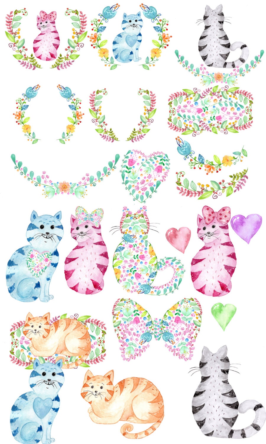Download 40%OFF Cute watercolor cats clipart: KIDS CLIP Art by ...