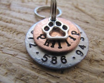 dog tag//personalized dog tags//cat name tag//pet ID //custom pet id tag//hand stamped pet tag//hanstamped pet id tag//dachshund name tag