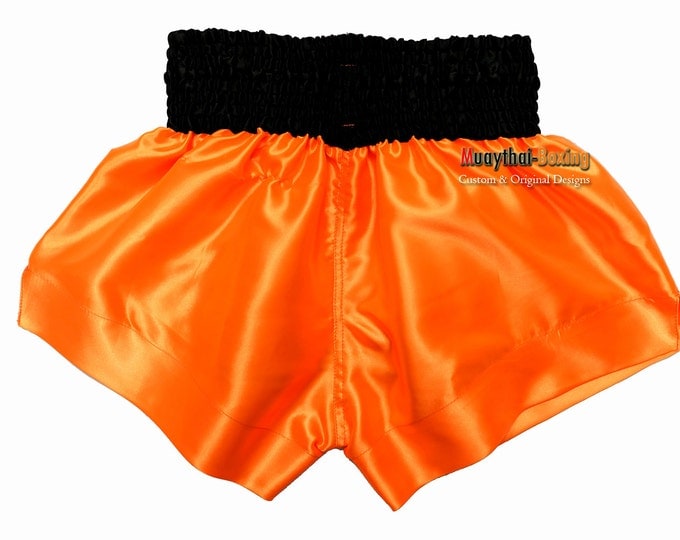Muay Thailand Boxing Shorts for Training and Sparring Boxing Trunks Martial Arts - ORANGE