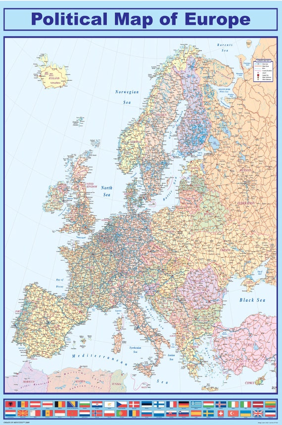 Political Map Of Europe Poster