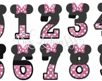 Themed: Minnie Mouse Numbers Embroidery Design