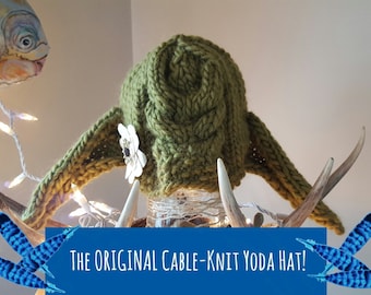 Padawan Yoda Hat, cable knit yoda hat, best yoda hat, Unisex Yoda Photo Prop
