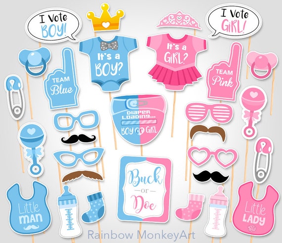 Gender Reveal Baby Shower Photo Props Buck or Doe Baby