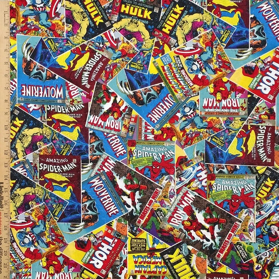 Marvel Comics Fabric Marvel Retro Comic Cotton Fabric Super