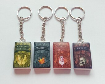 Shakespeare mini book key chains / key rings