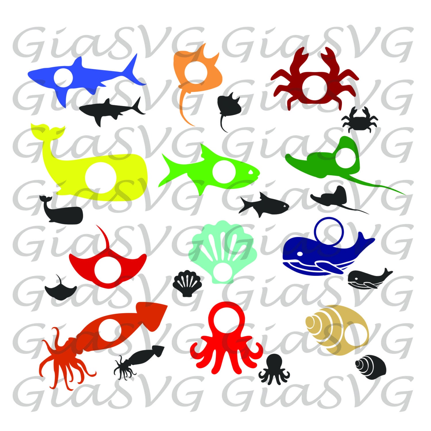 Download Sea Animals Monogram SVGsea animals svg summer animals ready