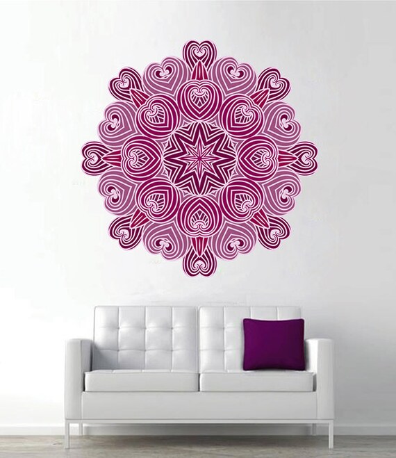 kcik1425 Full Color Wall decal beautiful bright purple mandala