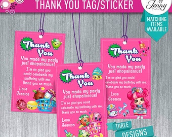 SHOPKINS thank you tag/sticker - made to order