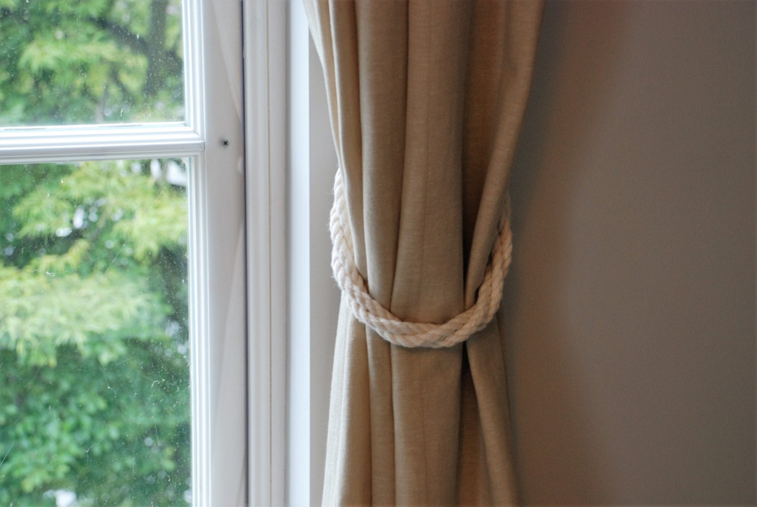 Cotton Rope Twist White Curtain Tiebacks/ Nautical curtain