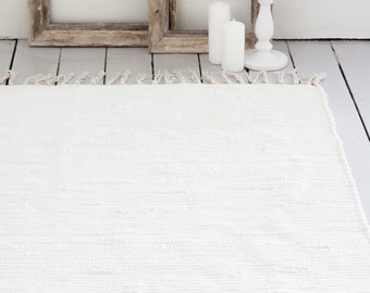 Ivory White Rug / Handwoven Cotton / The Aira