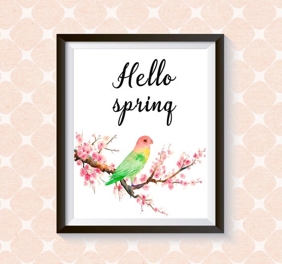 Hello Spring Print Spring Poster Spring Wall Art Decor
