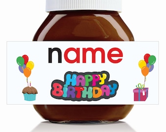 Personalised 'Happy Birthday' Label for 750g Nutella Jar!