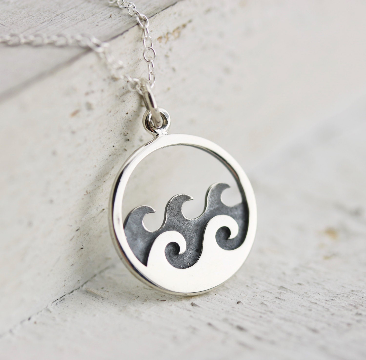 Waves Necklace Sterling Silver Ocean Waves by