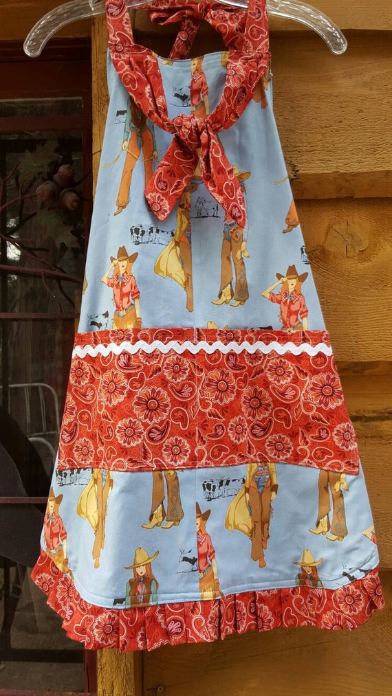 Western Reversible Retro Cowgirl Apron by TwoPioneerSpirits