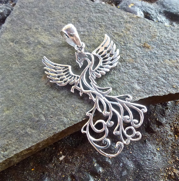 PHOENIX BIRD Sterling Silver Pendant greek by EvalutionJewellery