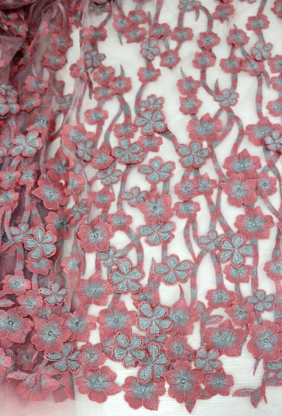 Top quality 3D lace fabric wedding lace floral motif lace
