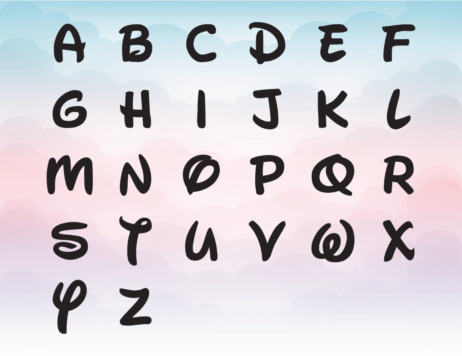 Download Disney Font SVG Bundle pack Alphabet and Numbers Svg Dxf Eps