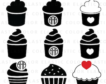 Cupcake svg - cupcake clipart - cup cake digital download - cupcake silhouette printable and vector cut file svg, eps, dxf, png