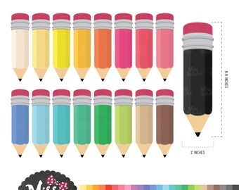 30 Colors Pencil/ Stationary Clipart - Instant Download