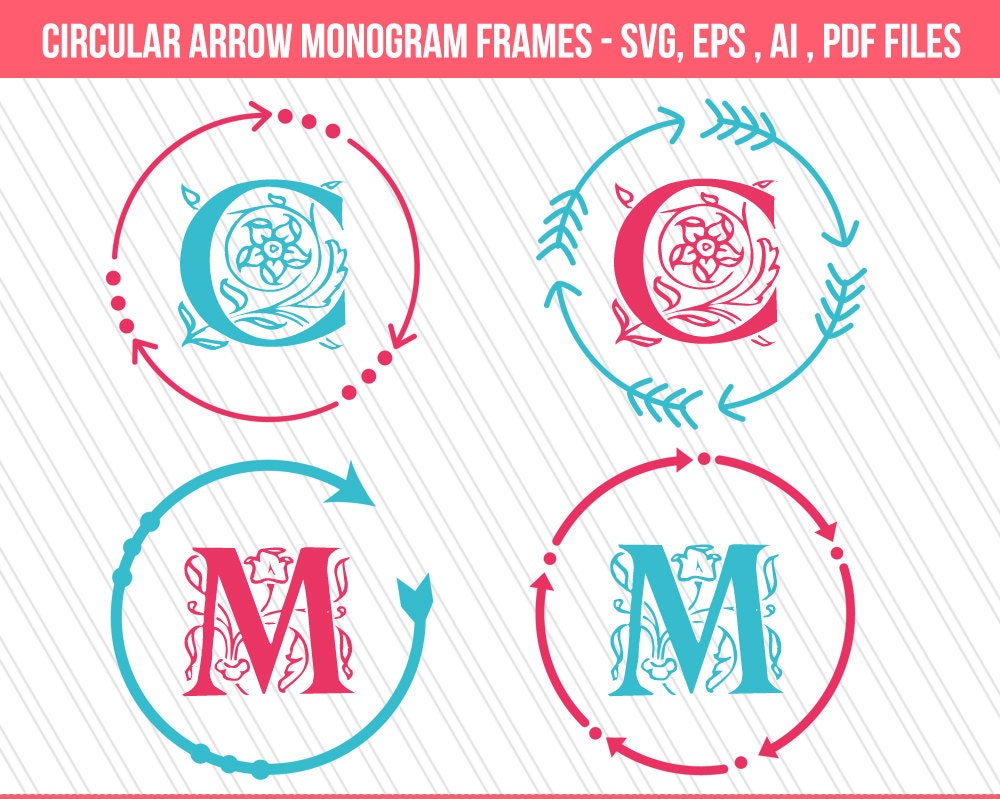 Download Circular arrow monogram frames svg cutting files by ...