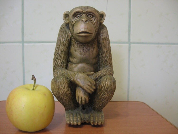 Wooden monkey. by CarvedUA on Etsy