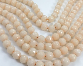 1Full Strand Peach Jade Faceted Round Beads,8mm 10mm Wholesale Gemstone For Jewelry Making