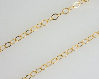 14K Gold Filled 2.3mm Round Flat Cable Chain, Made in America