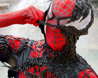 BECOMING VENOM Suit Black Red Spiderman Costume