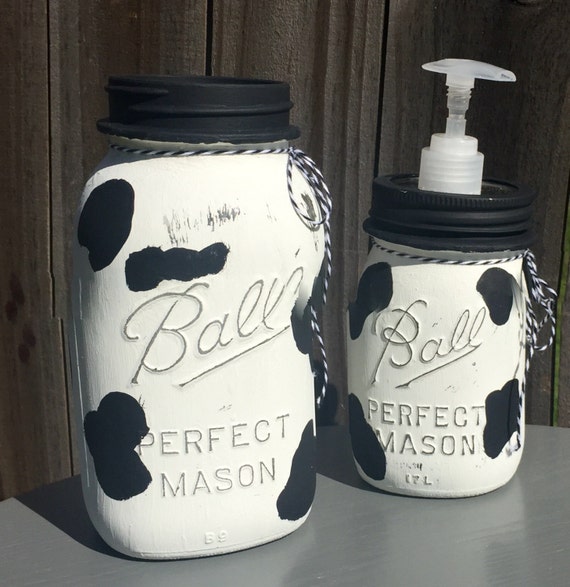 Cow Mason Jars Cow Kitchen Set Soap by StacysCountryDesigns